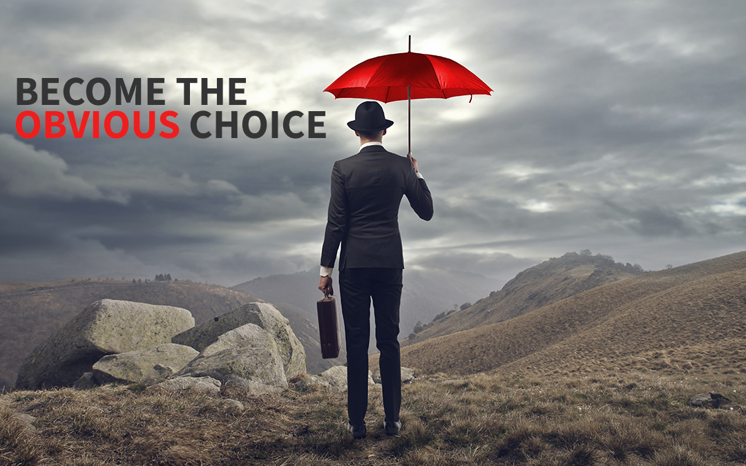 Article theme 0- become the obvious choice -man with red brolly